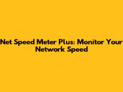 Net Speed Meter Plus: Monitor Your Network Speed