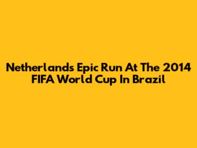 Netherlands' Epic Run At The 2014 FIFA World Cup In Brazil
