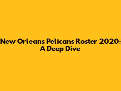 New Orleans Pelicans Roster 2020: A Deep Dive