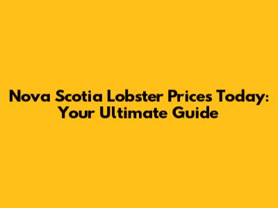 Nova Scotia Lobster Prices Today: Your Ultimate Guide