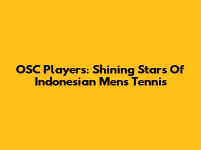 OSC Players: Shining Stars Of Indonesian Men's Tennis