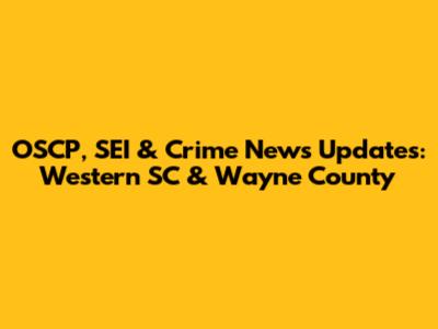 OSCP, SEI & Crime News Updates: Western SC & Wayne County