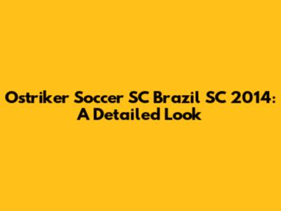 Ostriker Soccer SC Brazil SC 2014: A Detailed Look