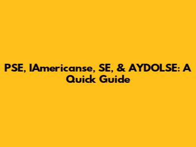 PSE, IAmericanse, SE, & AYDOLSE: A Quick Guide