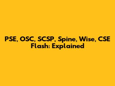 PSE, OSC, SCSP, Spine, Wise, CSE Flash: Explained