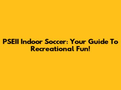 PSEII Indoor Soccer: Your Guide To Recreational Fun!