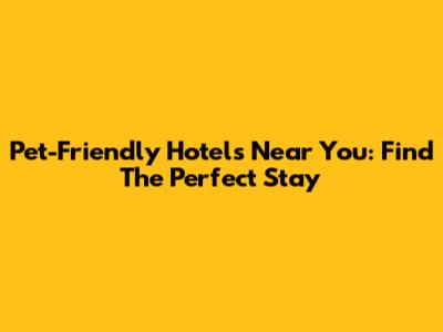 Pet-Friendly Hotels Near You: Find The Perfect Stay