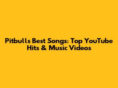Pitbull's Best Songs: Top YouTube Hits & Music Videos