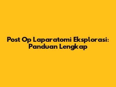 Post Op Laparatomi Eksplorasi: Panduan Lengkap