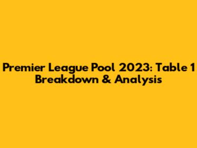 Premier League Pool 2023: Table 1 Breakdown & Analysis