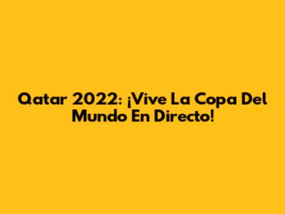 Qatar 2022: ¡Vive La Copa Del Mundo En Directo!