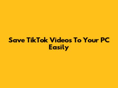 Save TikTok Videos To Your PC Easily