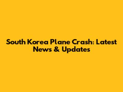 South Korea Plane Crash: Latest News & Updates