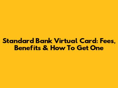 Standard Bank Virtual Card: Fees, Benefits & How To Get One