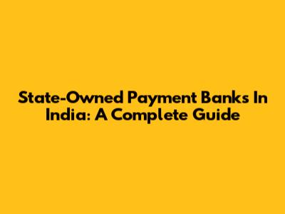 State-Owned Payment Banks In India: A Complete Guide