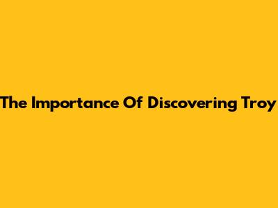The Importance Of Discovering Troy