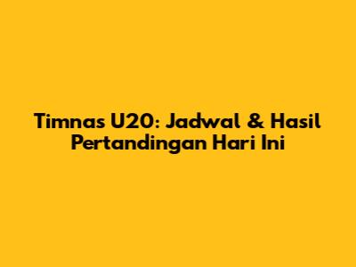 Timnas U20: Jadwal & Hasil Pertandingan Hari Ini