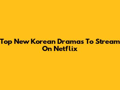 Top New Korean Dramas To Stream On Netflix