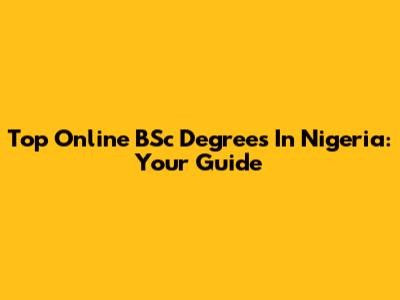 Top Online BSc Degrees In Nigeria: Your Guide