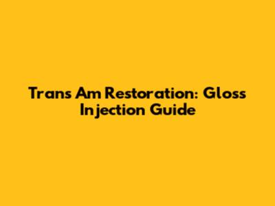 Trans Am Restoration: Gloss Injection Guide