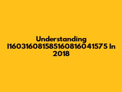 Understanding I160316081585160816041575 In 2018