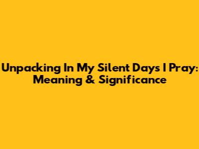 Unpacking 'In My Silent Days I Pray': Meaning & Significance
