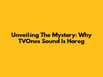 Unveiling The Mystery: Why TVOne's Sound Is 'Horeg'