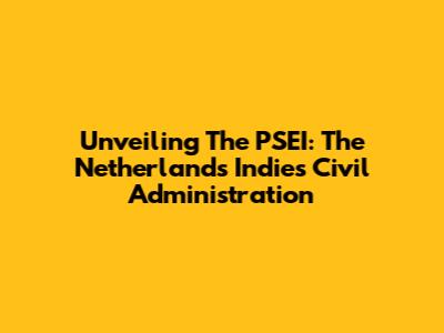 Unveiling The PSEI: The Netherlands Indies Civil Administration