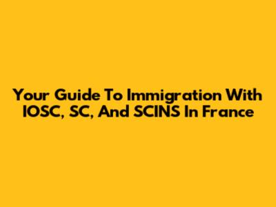 Your Guide To Immigration With IOSC, SC, And SCINS In France