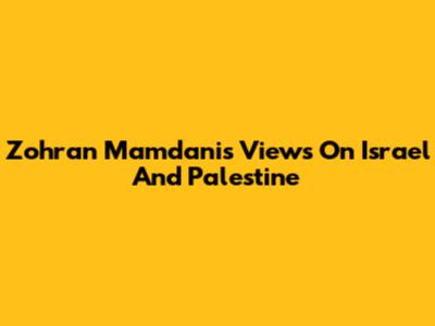 Zohran Mamdani's Views On Israel And Palestine